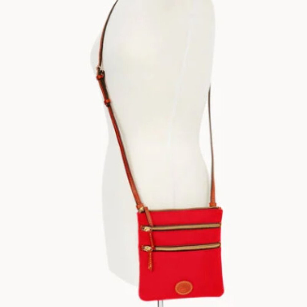 Dooney&Bourke nylon north south triple zip  Red Crossbody Bag - Picture 10 of 14